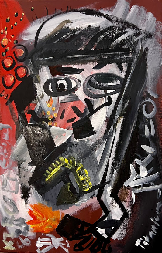 Sad Man Smoking a Pipe